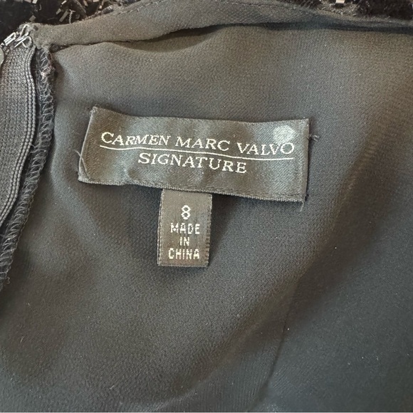 SILK Carmen Marc Valvo Signature Black Sequin skirt set vintage 8 - Picture 6 of 9